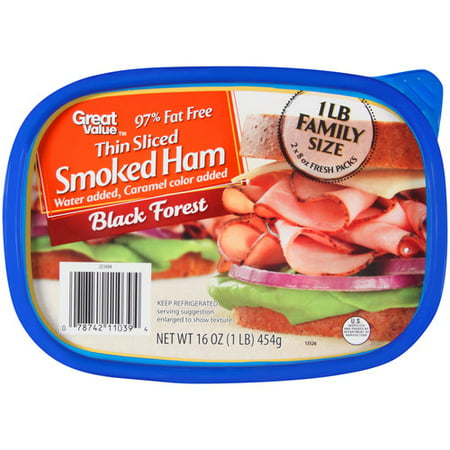 Great Value Thin Sliced Black Forest Smoked Ham, 16 oz