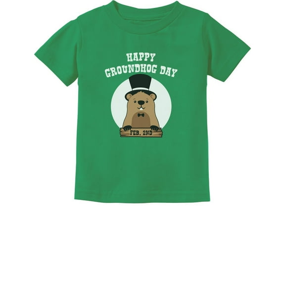 Happy Groundhog Day Kids Shirt Woodchuck Toddler Infant Kids T-Shirt 2T Green