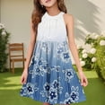 thumbnail image 2 of Abcomgle Girls Summer Dress Size 7-8 Casual Halter Neck Sleeveless Midi Dress Floral Print A-line Sundresses Flare Swing Dresses 3-4 Years,Sky Blue, 2 of 7