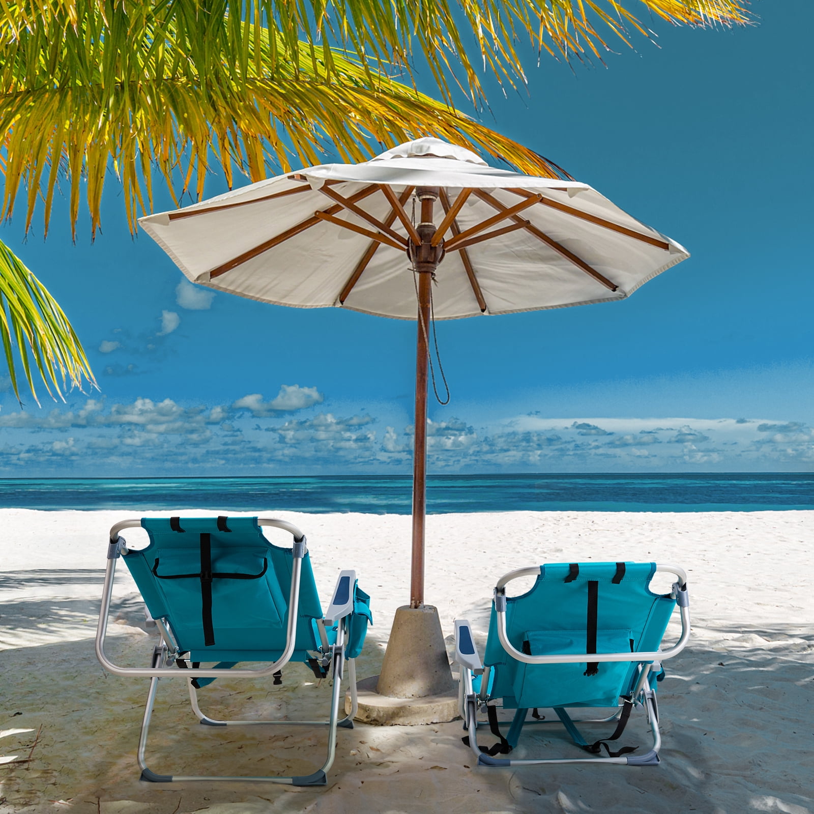 Beach Chair, Heightened Oxford Cloth Silver White Aluminum Tube Bearing Mint Green 63*70*99cm