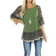 thumbnail image 3 of VISgogo Blusa de media manga para mujer, tops holgados de cuello redondo con estampado floral de leopardo, camisa informal de estilo simple VISgogo moda, 3 of 6
