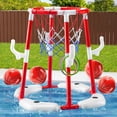 thumbnail image 4 of Pool Basketball Hoop Toys for Kids Ages 4-8 8-12 & Adult, Summer Outdoor Swimming Pool Games Water Play Toys Family Party for Kids, 2 in 1 Pool Basketball Hoop & Ring Game with 4 Balls 12 Rings & Pum, 4 of 8