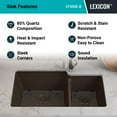 thumbnail image 6 of 32" x 19" Quartz Kitchen Sink, 60/40 Double Bowl Kitchen Sinks, Drop in sink, Undermount Sink, Galaxy Mocha Kitchen Sink, Double Sink Kitchen, Grids,Strainer and Flange, Lexicon Platinum LP-6040-M, 6 of 10