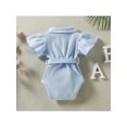 thumbnail image 3 of Qmyliery Baby Solid Color Turn-Down Collar Fly Sleeve Bodysuit with Waist Belt for Summer, 3 of 9