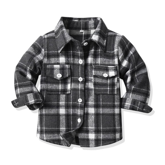 JIAYUE Boys Girls Jackets Plaid Long Sleeve Collared Button Trucker For Kids Urban Outdoor Soft Jackets