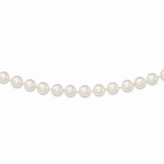 14k 7-8mm Round White Saltwater Akoya Cultured Pearl Necklace in 14k Yellow Gold
