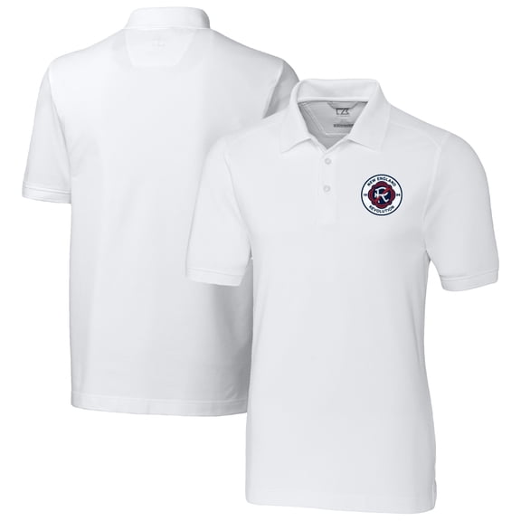 Men's Cutter & Buck White New England Revolution Advantage Eco Tri-Blend Pique Polo