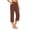 A3 Brick Red, variant on BODOAO Cotton Linen Capri Pants for Women Loungewear Cotton Linen Blend Straight Leg Elastic Waist Pants Wide Leg Capri Length Skin-friendly Loose Fit Travel Pants Black L