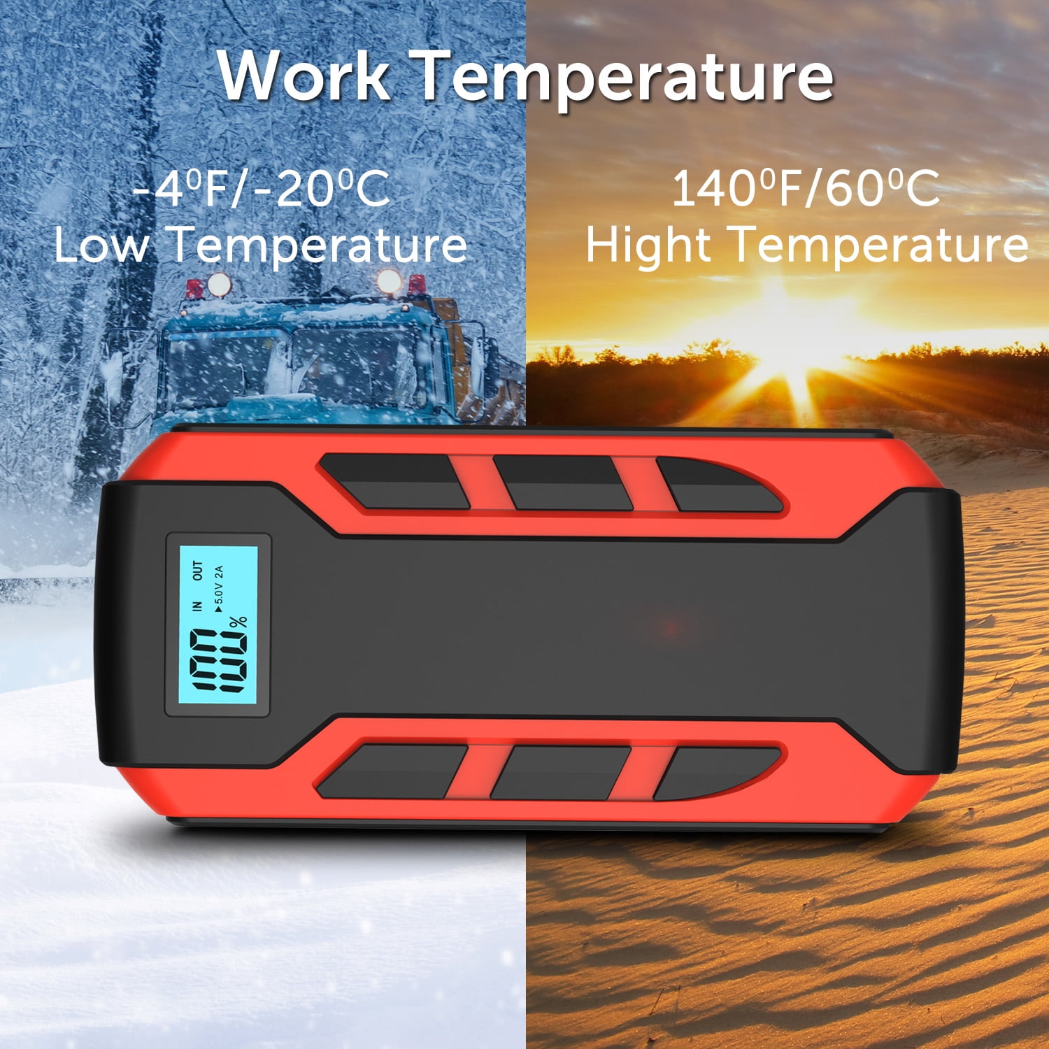 Alpha Digital 800A Portable Car Jump Starter 10,000mAh 6.0L Gas/3.0L Diesel