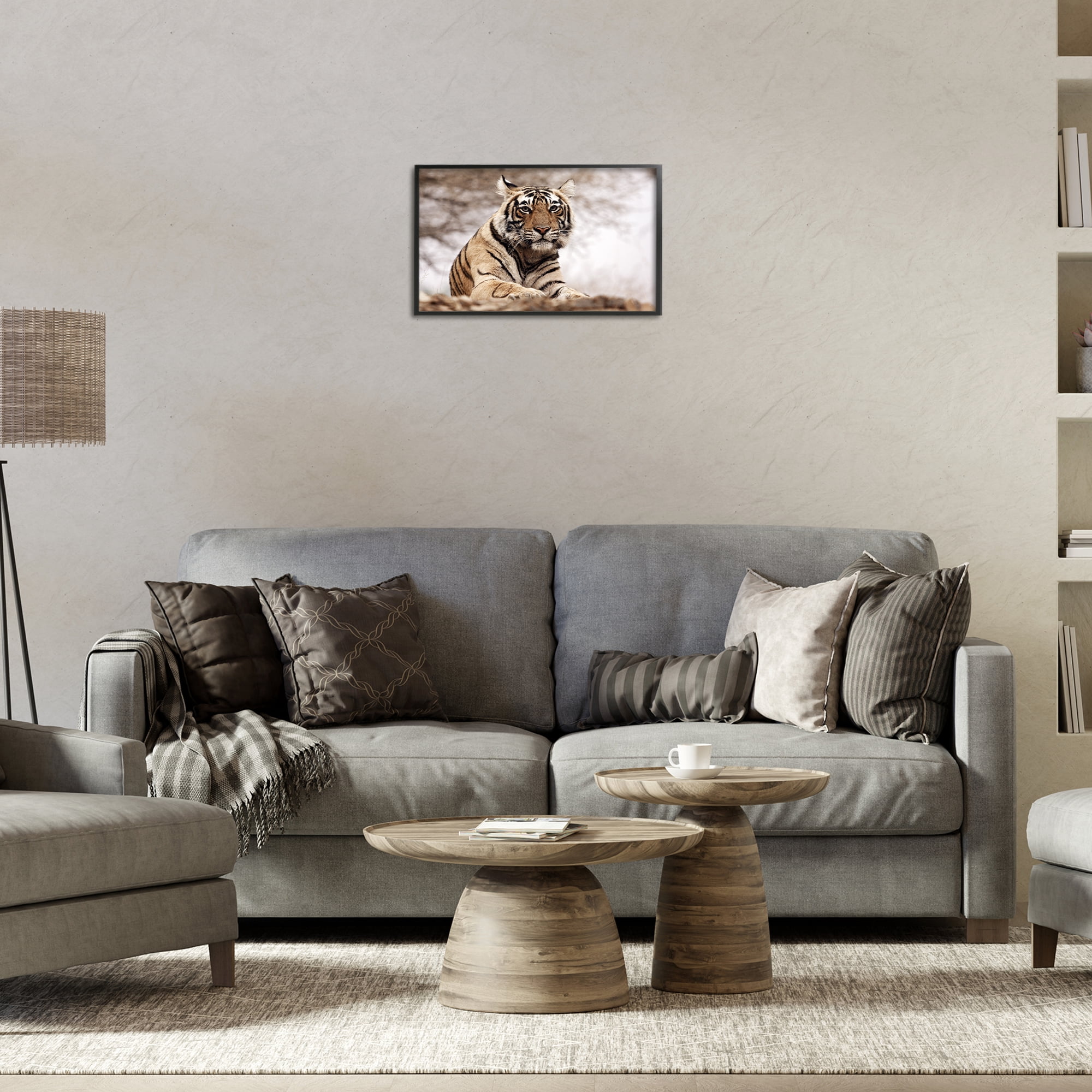 Stupell Industries Strong Tiger Atop Hill Animals & Insects Photography Black Framed Art Print Wall Art, 18 x 12