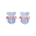 thumbnail image 2 of Baby Toddler Girls Rompers Easter Clothes 3 6 12 18 24 Months Rabbit Embroidery Plaid Fly Sleeve Summer Bodysuits Jumpsuits, 2 of 9