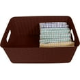 thumbnail image 6 of Small Plastic Rattan Storage Box Basket Organizer, Brown - 1 Pack, 6 of 6