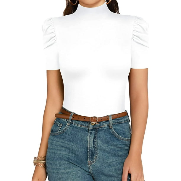 Blusas de cuello alto y manga corta new arrivals