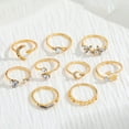 thumbnail image 4 of Eosunjian Lady Ring Set Diverse Shapes Rhinestone Decor Star Moon Butterfly Heart Decor Adjustable Lady Stackable Finger Jewelry Silver 9 Pcs/Set, 4 of 12