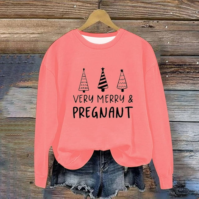 EGNMCR Chandail en Molleton de Noël Col Rond Imprimé Ample Manches Longues Sans Capuche
