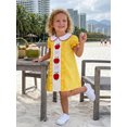 thumbnail image 6 of RUINIXCW Toddler Baby Girl Back to School Dress Kids Kindergarten First Day of School Outfits Toddler Girl Summer Fall Dress Puff Short Sleeve Doll Collar Apple Bow Embroidery Ruffle Trim Dress, 6 of 9