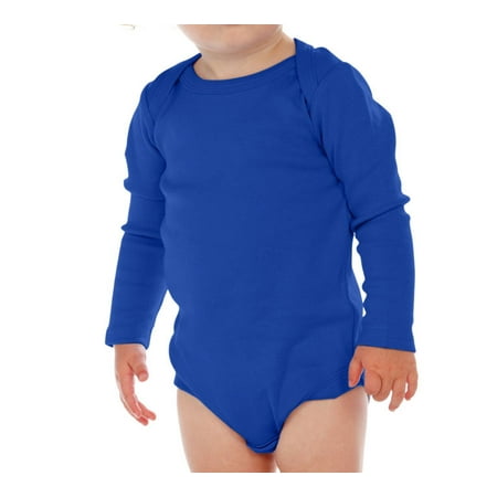 

Kavio I1C0268 Infants Lap Shoulder Long Sleeve Onesie-Cobalt Blue-6M