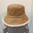 thumbnail image 5 of CoCopeaunts Large Bucket Hat Women Winter Raw Edge PU Leather Warm Lambs Wool Bucket Cap Reversible Fisherman Hat Two Side Wear, 5 of 8
