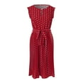 thumbnail image 5 of Sngxgn Women's Dress Deep V-Neck Long Sleeve Waist Tie Ruffle Mini Swing Skater Dresses(Red,XL), 5 of 6