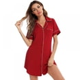 thumbnail image 3 of WBQ Womens Sleepwear Short Sleeve Nightgown Button Down Pajamas for Women Nightshirt Red Tag S/US 6, 3 of 7