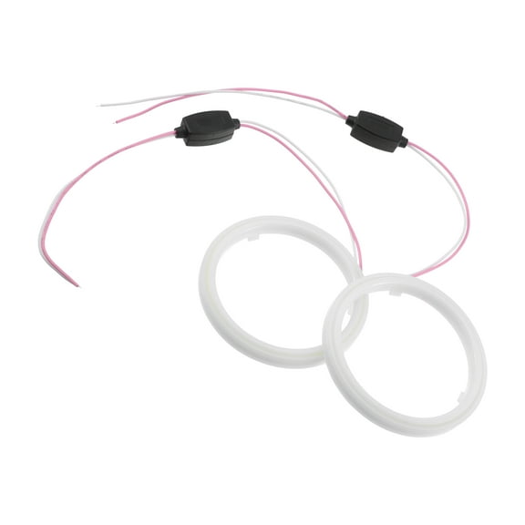 Unique Bargains 1 Pair 80mm Car COB LED Angel Eyes Circle Ring Fog Light Headlight Lamps White