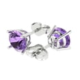 thumbnail image 2 of 14K Solid Gold Push Back Stud Earrings for Women | 3 cttw Round Cut Simulated Alexandrite | White Gold, 2 of 5