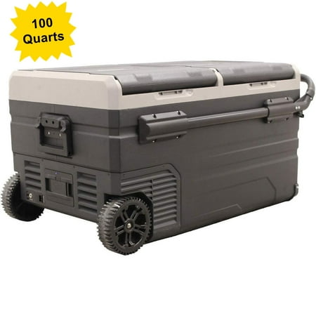 Massimo 100 Quart Electric Car RV Refrigerator Cooler – 95L / 25 Gallon Capacity, 12V DC & AC Powered, Portable Fridge Freezer