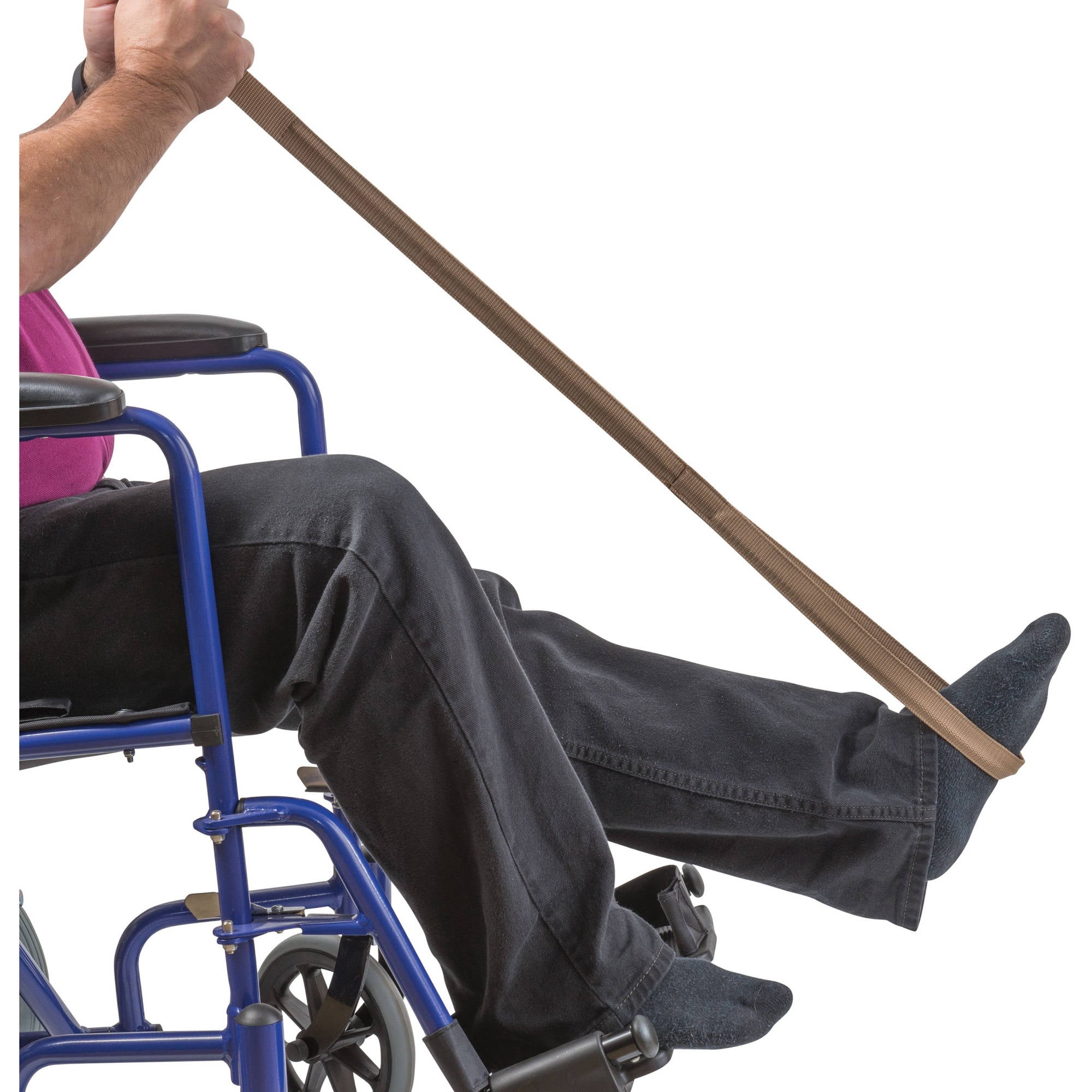 DMI Leg Lifter Strap helps Increase Mobility and Maneuverability on Injured, Elderly or Disabled with Foot Loop and Hand Grip, Adult Size, 32 inches long