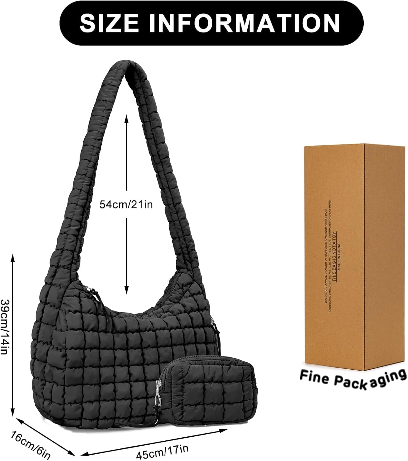 Kwuty Puffer Tote Bag for Women Large Quilted Puffy Lightweight Carryall Crossbody Tote Bag for Women