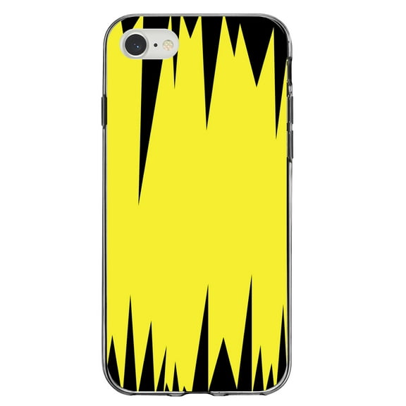 DistinctInk Clear Shockproof Hybrid Case for iPhone 7 8 SE (2020 Model) 4.7" Screen TPU Bumper Acrylic Back Tempered Glass Screen Protector - Yellow Black Spikes