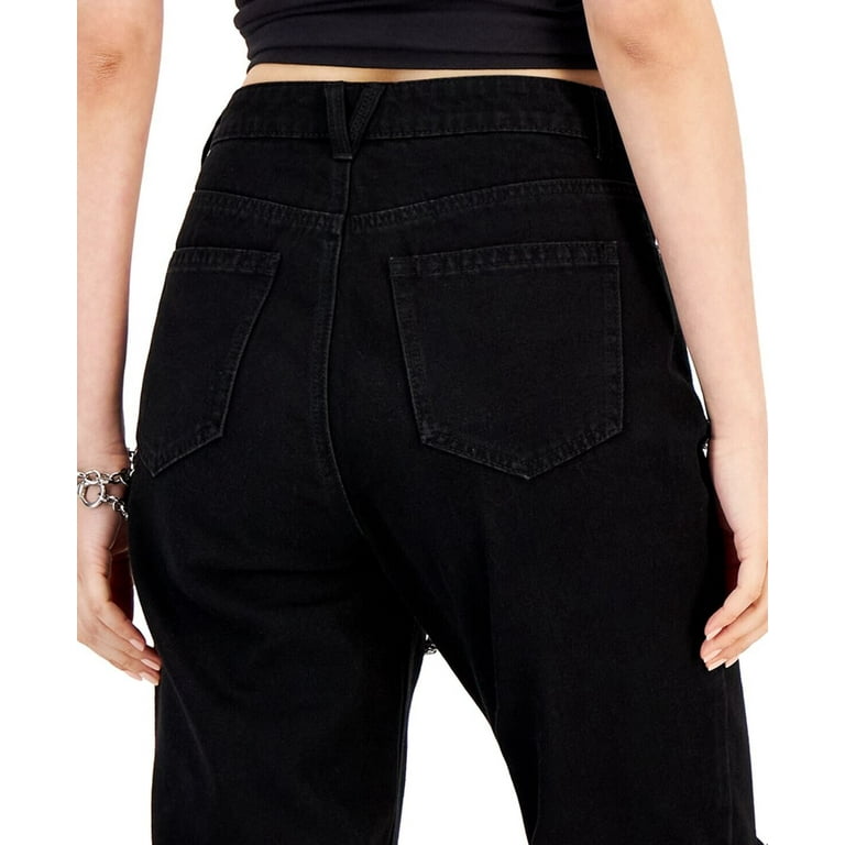 Gemma Rae Women's Juniors' Distressed High-Rise Jeans Black Gemma Rae Women's Juniors' Distressed High-Rise Jeans Black