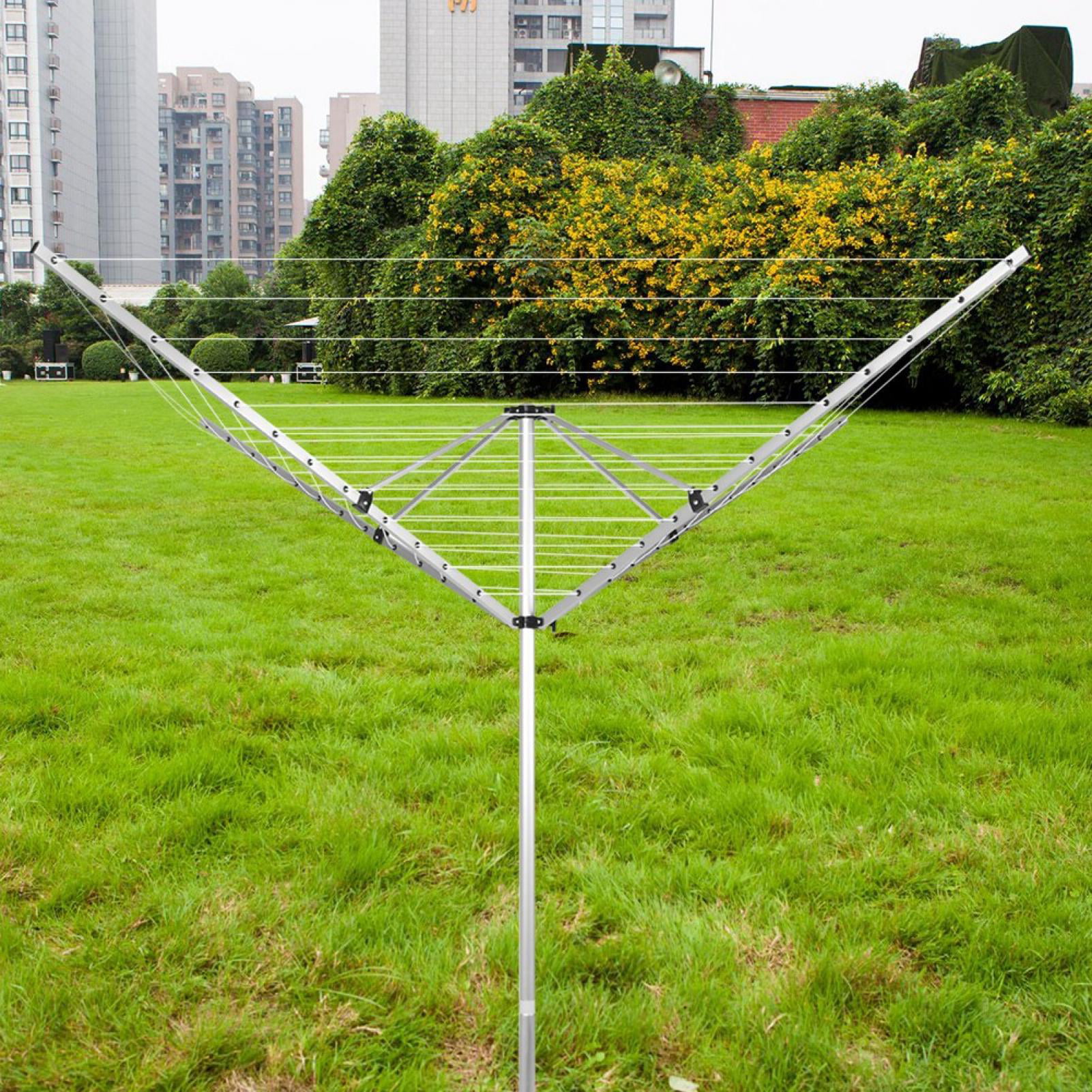 60m Line Aluminum Alloy Outdoor Dryer 4‑Arm Adjust Clothes Drying Rack Home Use 