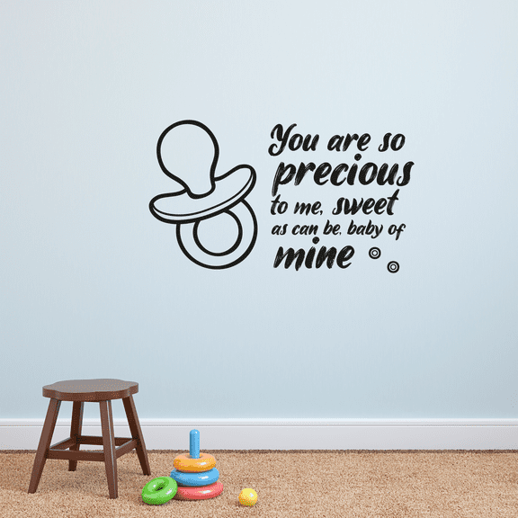 Precious To Me Pacifier Newborn Baby Babies Quote Wall Sticker Art Decals for Girls Boys Room Bedroom Nursery Kindergarten House Fun Home Decor Stickers Wall Art Vinyl Decoration Size (18x20 inch)