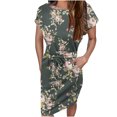 thumbnail image 4 of Robes d'Été pour Femmes Décontractées Col Rond Bretelles Manches Courtes Imprimé Floral Robe Ample avec Poches Robes d'Été pour Femmes 2023 Formelles en Liquidation, 4 of 6