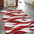 thumbnail image 3 of Red White Stripes Washable Area Rugs 4'x6', Abstract Geometric Aesthetic Striped Low Pile Throw Living Room Rug Non-Slip Sturdy Edge Binding Carpet for Indoor Entryway Bedside Kitchen, 3 of 9
