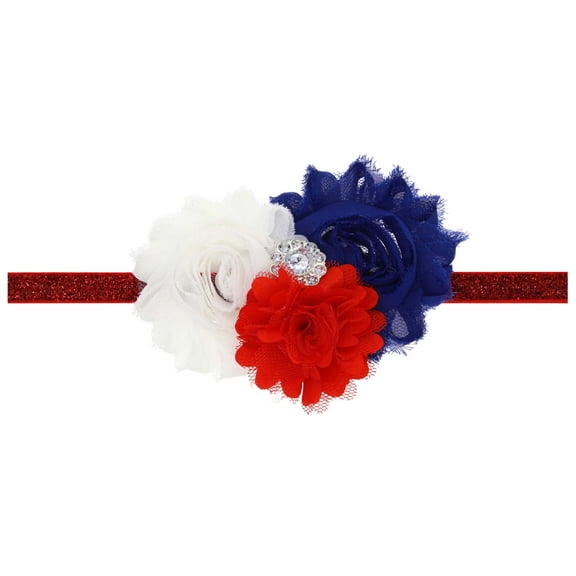 Taqqpue 4th of July Baby Headband Flower America Flag Headband Newborn Toddlers Boys Girls Bow Hairband Hairclip Kids Patriotic Independence Day Headwear Hairband on Clearance