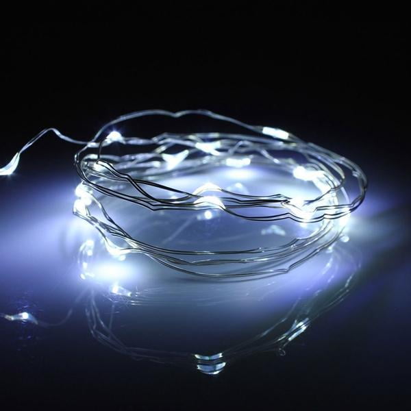 Fantado 20 White Led Micro Fairy String Lights Wire 6ft Battery White Led Micro Fairy String Lights