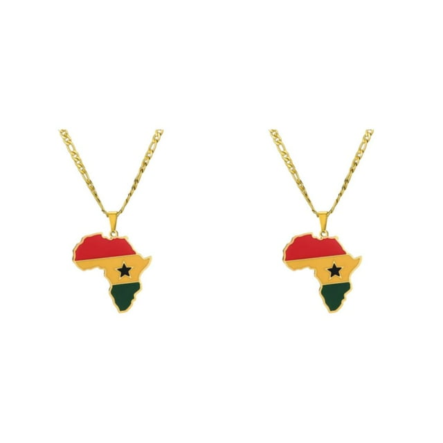 Baohd Fashionable Statement Piece Necklace With Africa Map Pendant Lightweight Ghana 2Set