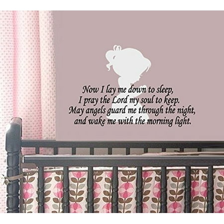 Decal ~ Now I lay me down to sleep ~ Little Girl ~ Wall or Window (Best Pizza Delivery Deals Right Now)
