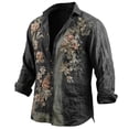 thumbnail image 2 of Yaoyar Men's Bohemian Floral Print Button Down Shirts, Loose Lapel Long Sleeve Vintage Beach Holiday Shirts, 2 of 5