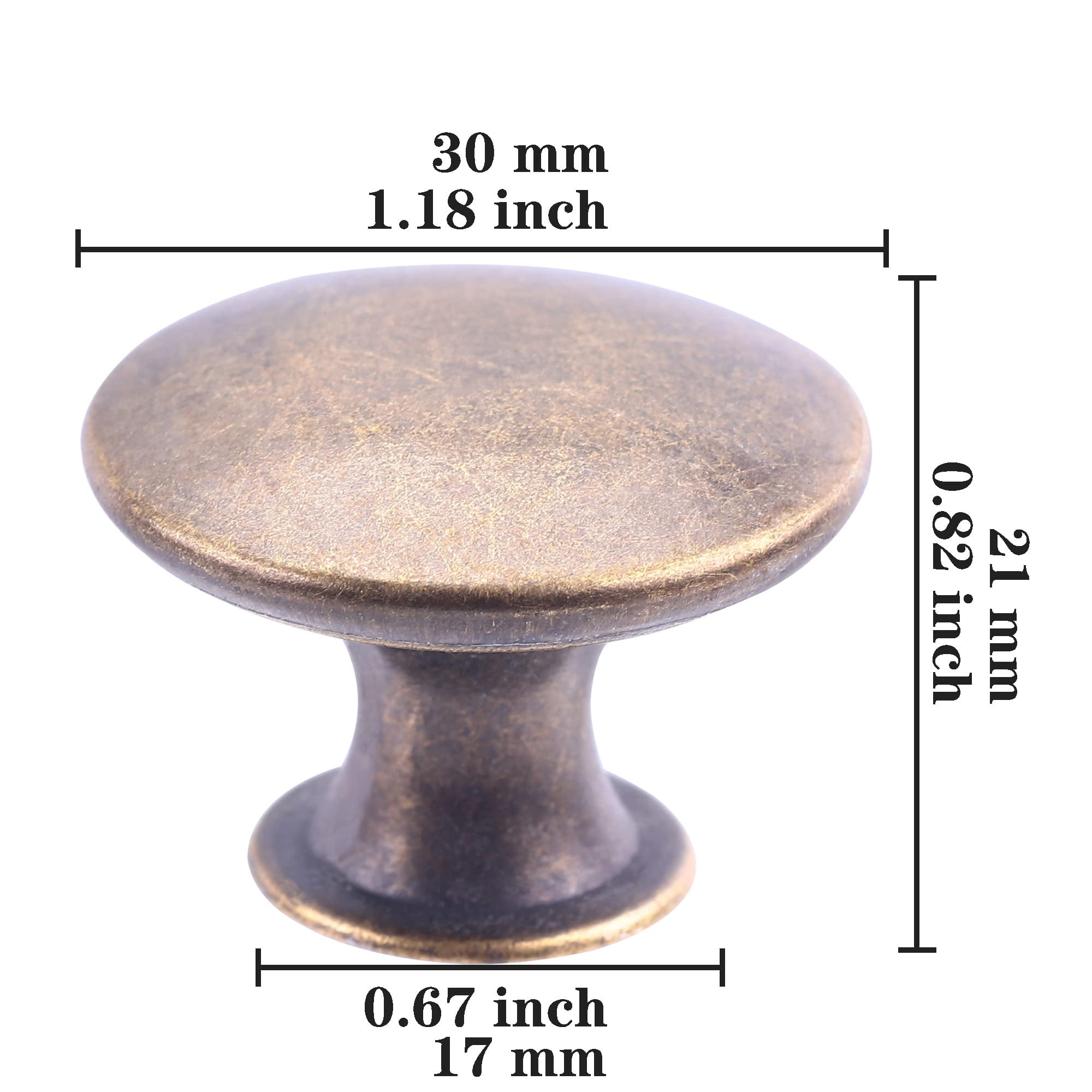 6 Pack Brass Round Antique Brass Kitchen Cabinet Knobs Cupboard Door Knobs Drawer Handle Pulls Dresser Knobs with 7 Pcs Screws for Bathroom Drawer Door Hardware
