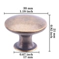 thumbnail image 2 of Pomos de armario HUGOLEM, 20 unidades, latón envejecido, redondos, 3 cm, 2 of 5