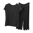 thumbnail image 3 of Bovxnpu Women's Pajamas Set 2 Piece Loungewear Set Ruffled V Neck Sleeveless Capris Cotton Fall Loungewear Set Sleepwear, 3 of 6