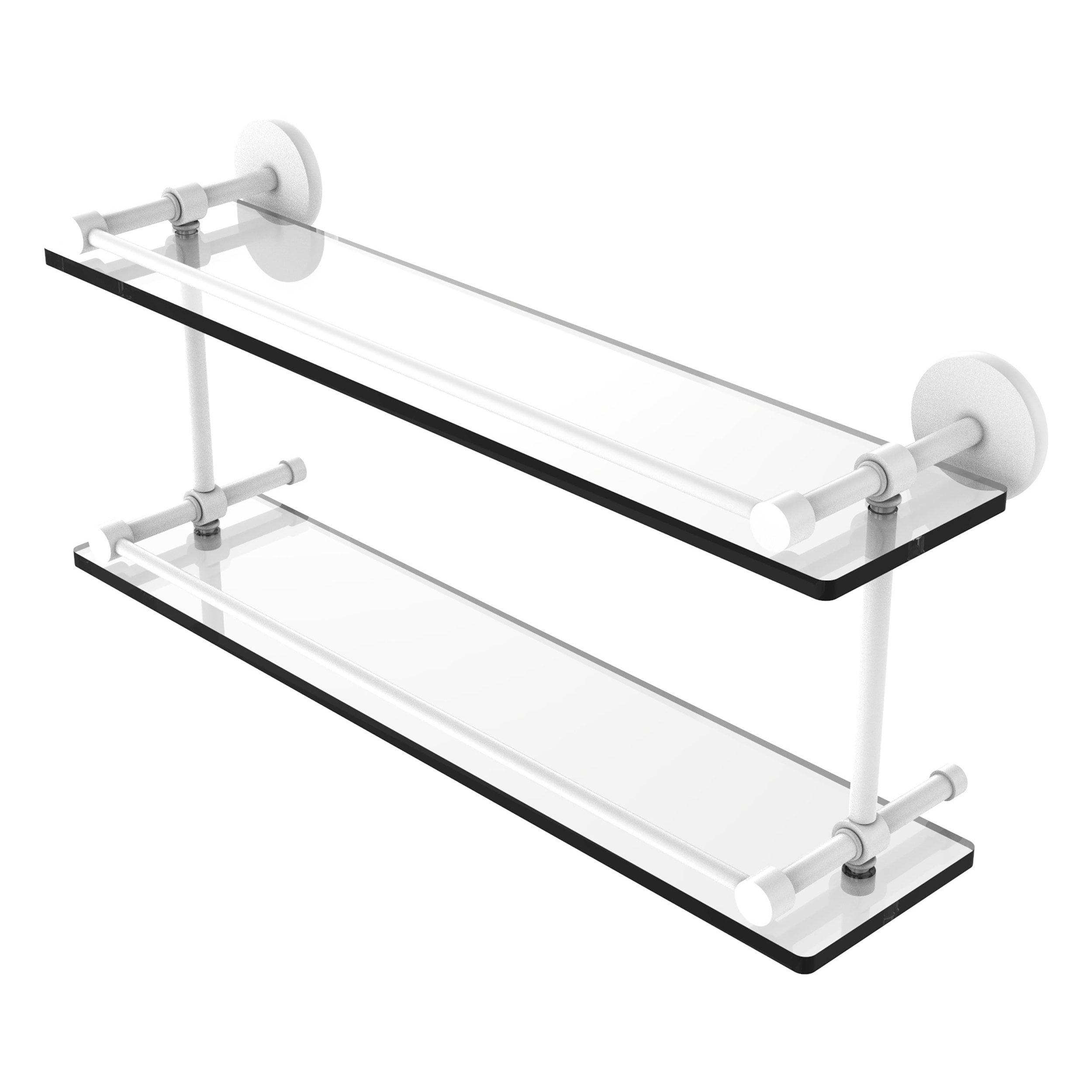 22 Inch Tempered Double Glass Shelf with Gallery Rail