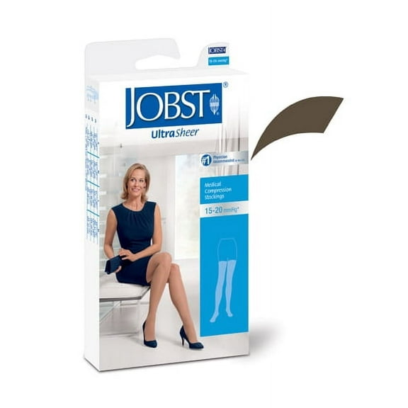 JOBST Women's Ultrasheer Thigh High Lace 15-20 mmHg Closed Toe, Espresso Medium
