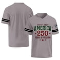 thumbnail image 5 of Zimjoy 250 Years of Freedom Men's Patriotic Cotton V Neck Jersey T-Shirt 1776-2026 America Striped Short Sleeve Tee for 4th of July Casual Sports Gray XL, 5 of 5