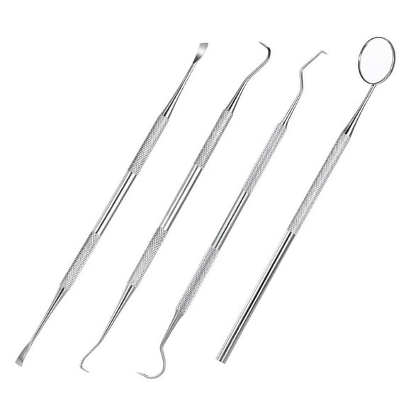 DEBGFS 4pcs Stainless Steel Dental Tools Kit Dentists Pick Tool Teeth Scraper Set for Personal & Professional Use