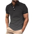 thumbnail image 2 of VgaVtl Short Sleeve Polo Style Shirts for Men Big and Tall Summer Striped Clothes for Men Vacation Button Collared, 2 of 5