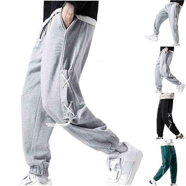 Styesk Men's Pants Men's Solid Color Leisure Motion Easy Shut Up Sweatpants Add Fertilizer Enlarge Trousers