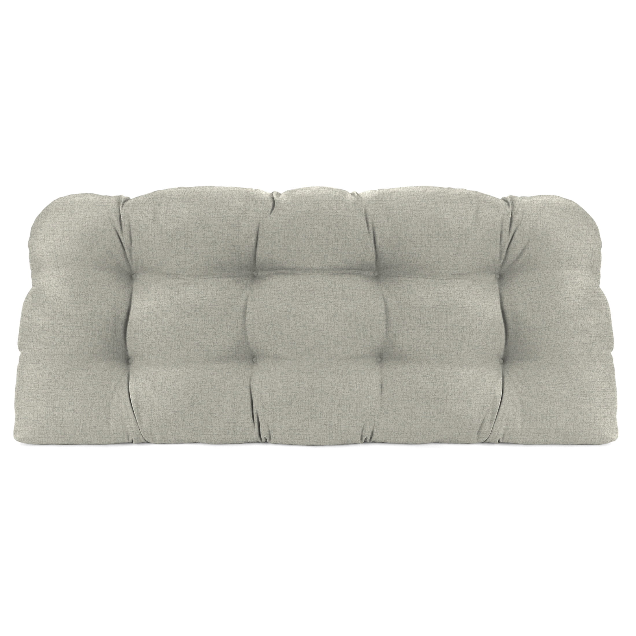 Jordan Manufacturing 44" x 18" McHusk Stone Grey Crosshatch Rectangular Tufted Contoured Crosshatch Outdoor Wicker Settee Bench Cushion